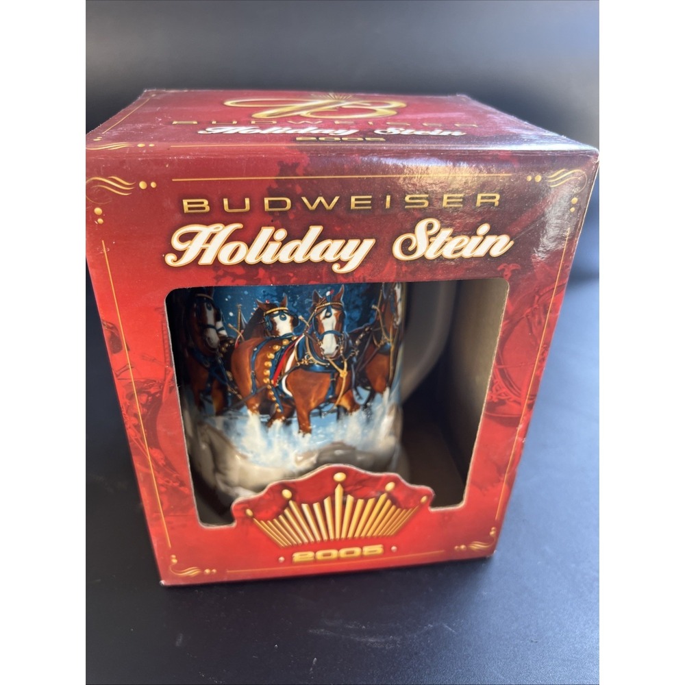 2005 Budweiser Holiday Stein Anheuser-Busch Ceramarte Brazil NOS Clydesdales